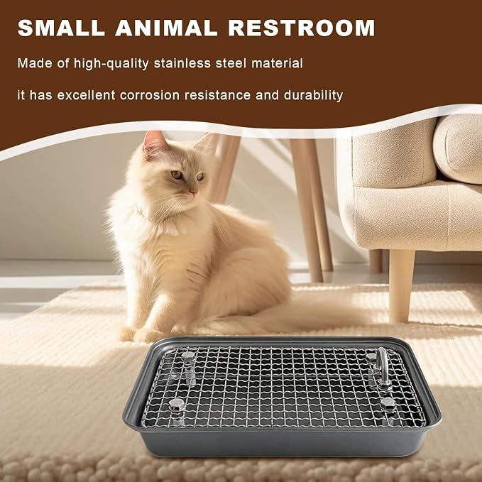 Bunny Litter Box - Removable Litter Box, Reusable Training Pan, Stainless Steel Potty Trainer | Small Medium Animals Rabbits for Small Medium Animals Rabbits
