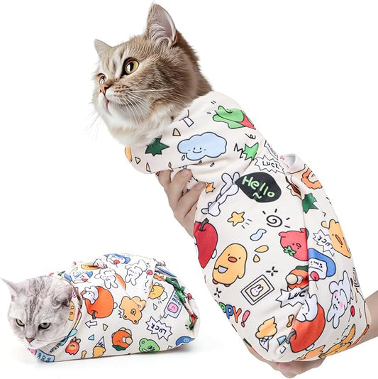 ondware 31.5 in Cat Wrap for Cutting Nails, Self-Adhesive Cat Grooming Wrap Anti-Escape Cat Restraint for Nail Clipping Cat Swaddle Wrap Cat Wrapping Cloth for Pet Cleaning and Beauty (Within 22 lbs)