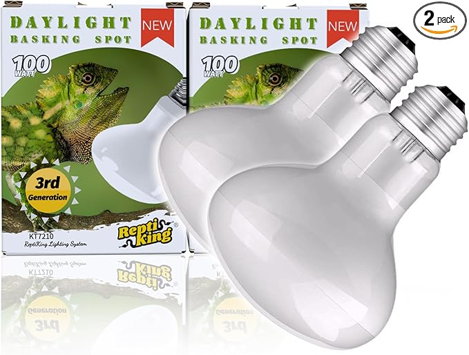 Reptile Heat Bulb Lamp, 2-Pack 100W Daylight Basking Spot, Bearded Dragon/Turtle/Lzard/Gecko Light Bulb, UVA Heat Lamp, Basking Light for Reptiles