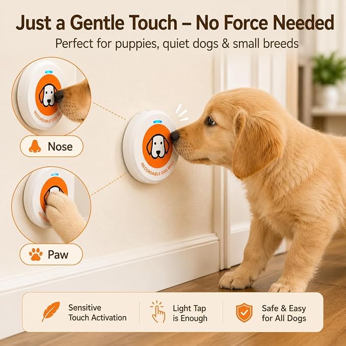 ChunHee Recordable Dog Doorbell – Train Your Dog with Your Own Voice, Puppy Potty Training Bell for Dogs to Go Outside, Touch Activated Dog Button with Potty & Outside Sounds
