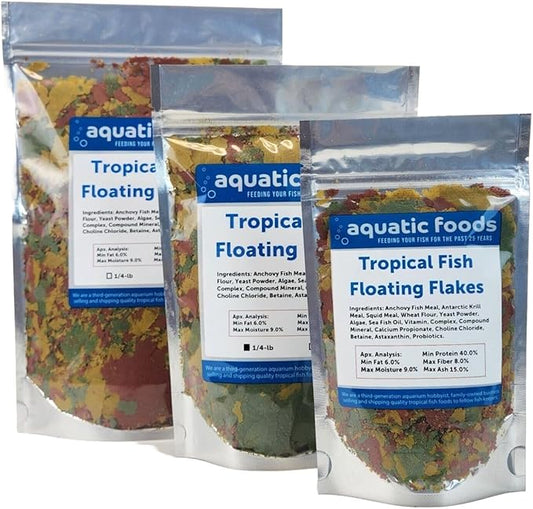 Tropical Fish Flakes, Mix of Krill, Color Enhancing, Spirulina Flakes for Cichlids, Angels, Tetras, Guppies. 12-Type Pellet Mix & 4-Type Wafers Included...WL 1/2-lb Foil Bag