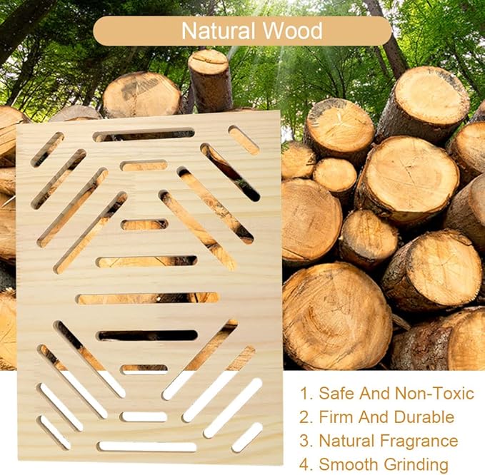 Litewoo Rabbit Scratch Board Foot Pad Mat Chew Toy Grinding Claws Teeth Natural Wood for Small Animal Rabbit Hamster Chinchilla Guinea Pig Ferret Gerbil Bunny Rat Cage Accessories (B)