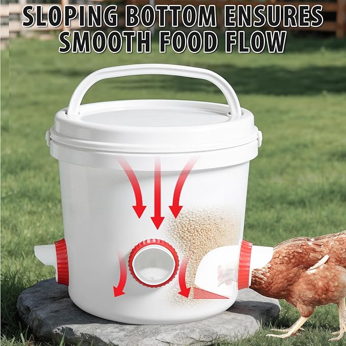 6PACK No Waste Chicken Feeder Ports - DIY Chicken Feeder Kit with Hole Saw - Chicken Feeder Cups for Bucket,Barrels,Bins,Troughs