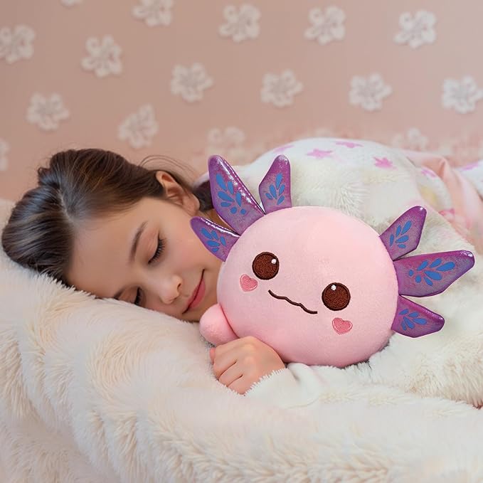 Mewaii Axolotl Plush, Cute Pink Axolotl Stuffed Animal, Soft Plushie Cuddle Pillow, Anime Plushie Doll, Cute Stuff Toys Gift for Girls, Boys and Males (16 Inch)