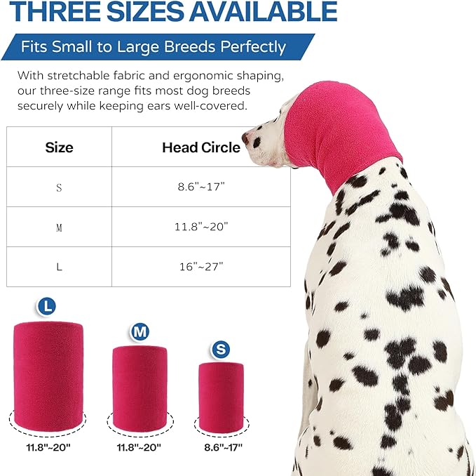 Dog Calming Hoodie and Ear Muffs – Soft Double-Layer Ear and Neck Cover for Anxiety Relief & Noise Protection, Elastic Pet Head Wrap for Grooming, Bath, Drying & Fireworks