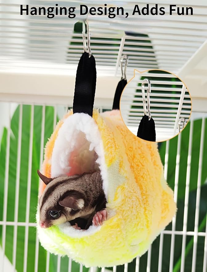 Cotton Guinea Pig Rat Hammock, Colorful Hamster Hanging Nest Warm Hideout Cage for Small Animals Sugar Glider Parrot Ferret (Purple,Large)