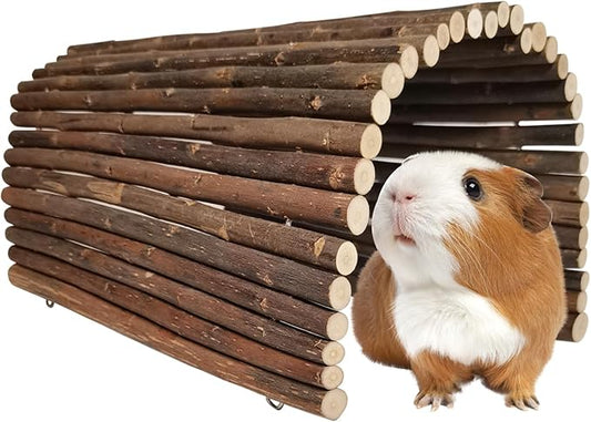 Guinea Pig Hideout Rabbit Hide Rat Cage Accessories Extra Large Wooden Tunnel Hut Hideaway for Pig Hideout Tortoise Hedgehog Ferret and Chinchilla