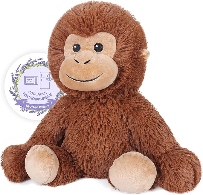SuzziPals Heatable & Coolable Monkey Stuffed Animal, Microwavable Heating Pad Plushies for Soothing & Relaxation, Lavender Scented Stuffed Plush Toys, Monkey Gifts Boys Girls
