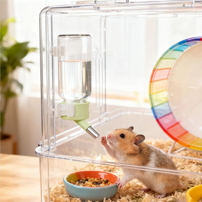 Guinea Pig Water Bottle for Cage, Green No-Drip Water Feeder, 4.06oz(120ml) Leakproof Pet Water Bottle for Rabbit Hamster Rodent Ferret Squirrel Hedgehog Bunny Chinchilla