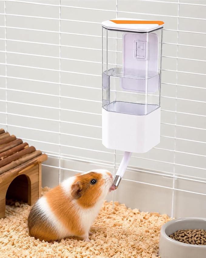 47OZ No-Drip Small Animal Water Bottle, Large Capacity Leakproof Hanging Pet Water Dispenser for Cage Crate, Water Feeder for Guinea Pig, Hamster, Rabbit, Ferret, Chinchilla (White)