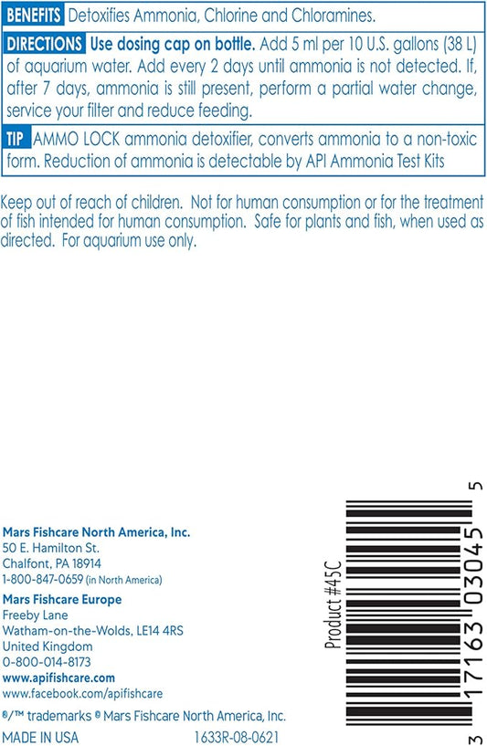 API AMMO-LOCK Freshwater and Saltwater Aquarium Ammonia Detoxifier 4-Ounce Bottle, AMMO LOCK, 4 OZ