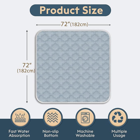 FunFurry Washable Pee Pads for Dogs - 1 Pack Reusable Pee Pads，Waterproof Puppy Pads，Pet Training Pads，Super Absorbent with Dog Paw Shape Non-Slip Backing (Light Grey, 72" X 72" - 1 Pack)