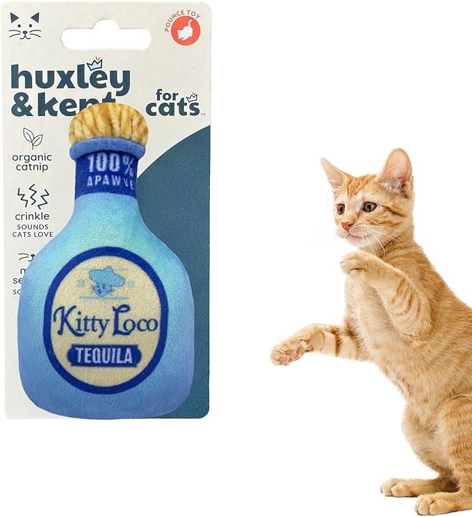 Huxley & Kent Plush Cat Toy - Interactive Catnip Toy for Cats & Kittens - Soft Kitty Toy with Crinkle & Catnip - Fun Indoor Play Toy - Kitty Loco Tequila