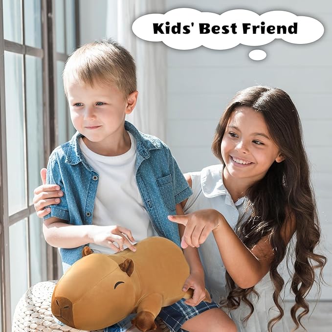 Finebee Weighted Capybara Stuffed Animals, Cute Weighted Capybara Plush, Soft Stuffed Weighted Plushie Pillow Gifts for Kids & Adults (13.8" 1.6Lbs)