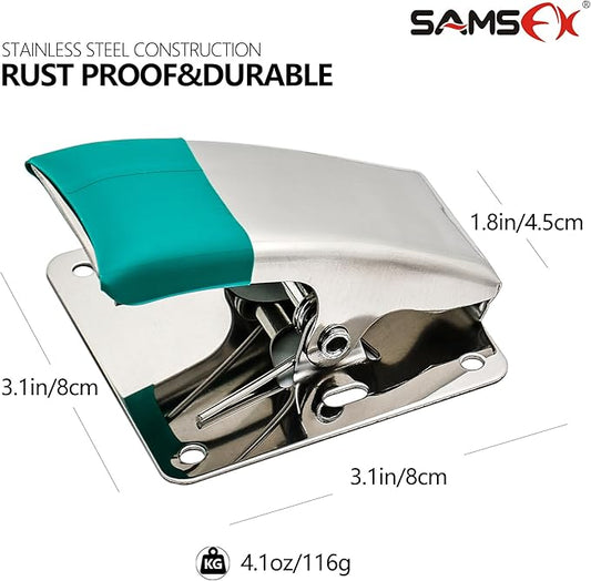 SAMSFX Fish Cleaning Board Tools - Fillet Clamp w/Screws Deep-Jaw Fish Tail Clip Board for Scaling Table Bait with Green Grip