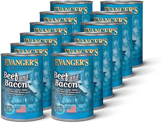 Evanger's Heritage Classics Beef & Bacon Dog Food – 12 Count, 20.2 oz Each – Grain & Gluten Free Loaf for Dogs – Limited Ingredient Recipe – Natural Protein-Rich Nutrition