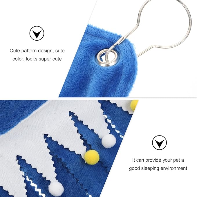Milisten Small Pet Tassel Tent Corner Hideout with Hammock for Hamsters Guinea Pigs Rabbits Blue Cozy Small Animal Hideaway Bed for Cage Habitat