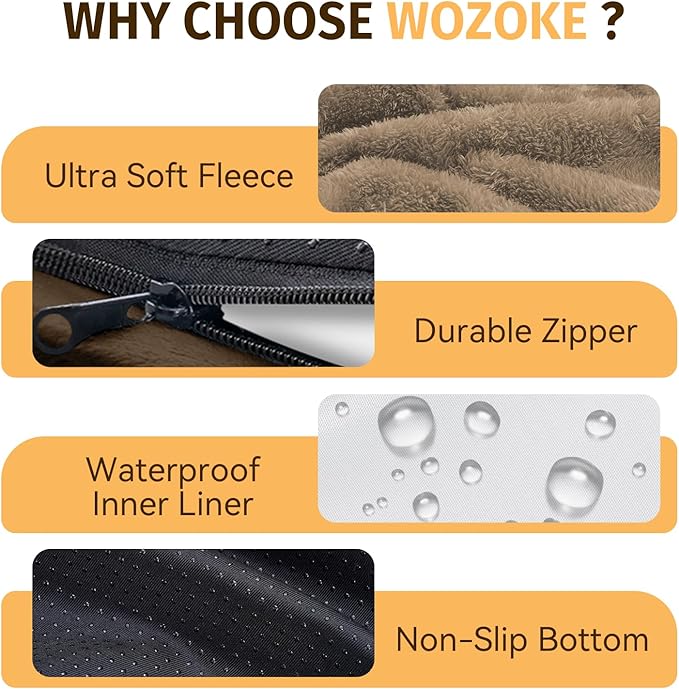 Orthopedic Dog Bed for Medium Dogs, Waterproof Dog Bed with Removable Bolsters, Egg Crate Foam Pet Couch for Medium Size Dog with Machine Washable Cover & Non-Slip Bottom, Coffee