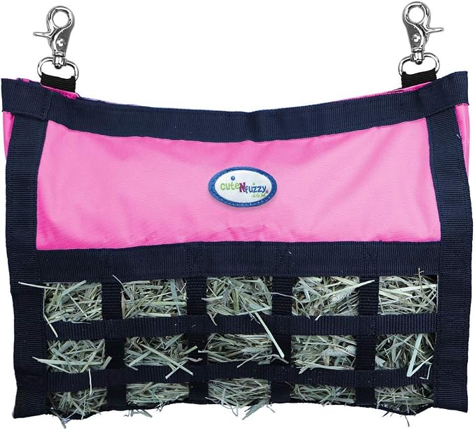 Rabbit & Guinea Pig Hay Bag Feeder with Super Tough Bottom® Design | Large 15" x 11" x 3" Hanging Hay Feeder | Organized Feeding | Made in USA Design (Hurricane Blue, Large 15" x 11" x 3")
