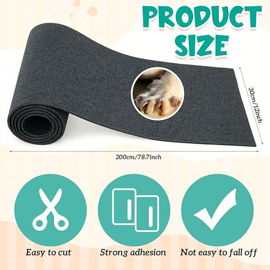 Rabbit Scratch Mat 12inchx6.56ft Self Adhesive Bunny Scratching Pad Cuttable Claw and Teeth Care Rabbit Chew Toys for Cage Small Animal Scratching Rug for Biting Sleeping Nesting(Dark Gray)