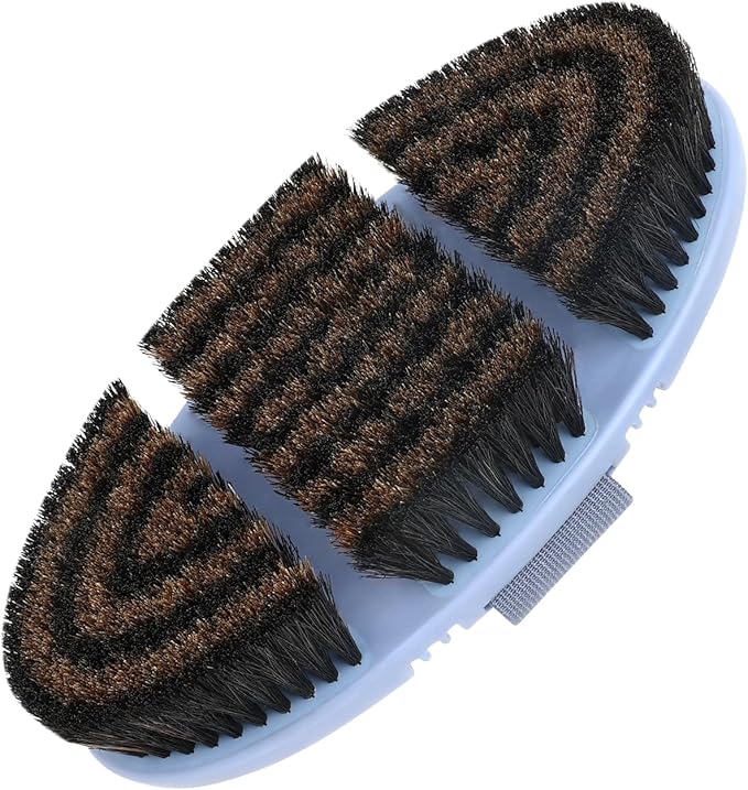 Horsehair Horse Brush for Grooming Flexible Horse Finishing Brush Professional Horse Cleaning Tool for Horse Short-Haired Cats&Dogs Gentle Effective Bath Massage Remove Dirt