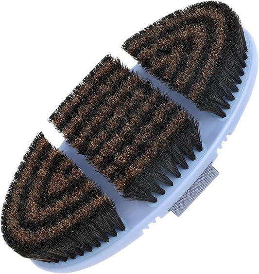 Horsehair Horse Brush for Grooming Flexible Horse Finishing Brush Professional Horse Cleaning Tool for Horse Short-Haired Cats&Dogs Gentle Effective Bath Massage Remove Dirt