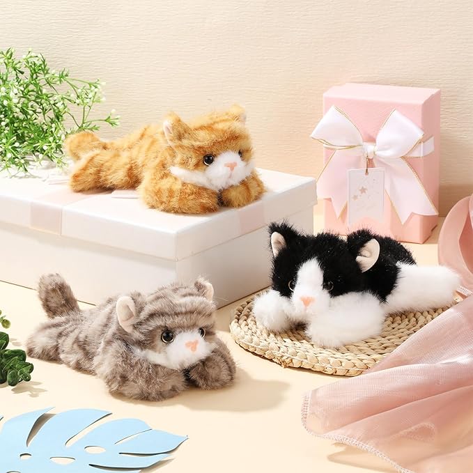 3 Pcs 9 Inch Cat Stuffed Animal Plush Gift Baby Shower Party Favors Cute Kitten Plush Toys Small Cat Stuffed Animal Soft Sleeping Supplies for Boys Girls Toddlers Birthday(Sweet Style)