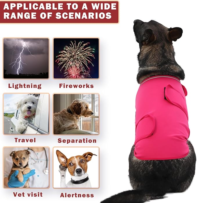 Meifsou Dog Anxiety Vest, Skin-Friendly Thunder Jacket for Dogs, Dog Calming Shirt for Thunder, Fireworks, Vet Visits and Separation - Keep Pet Calm Without Medicine, Fit for Small Medium Large Dogs