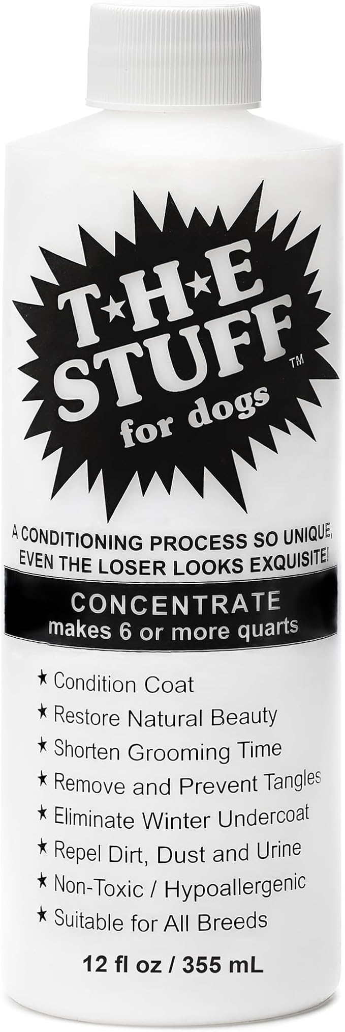 The Stuff Leave-in Dog Conditioner and Detangler Spray | 12oz Concentrate 15:1 | Perfect Solution for Managing Matted Dog Hair Dog Detangling and Dematting Spray