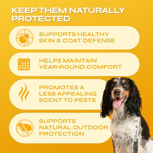 Flea and Tick Prevention for Dogs - with Neem 9,750 mg per Pack - No Chemicals - Flea and Tick Control Oral Pills for All Dogs and Puppies - Chewable Skin and Coat Supplement - 130 Soft Duck Treats