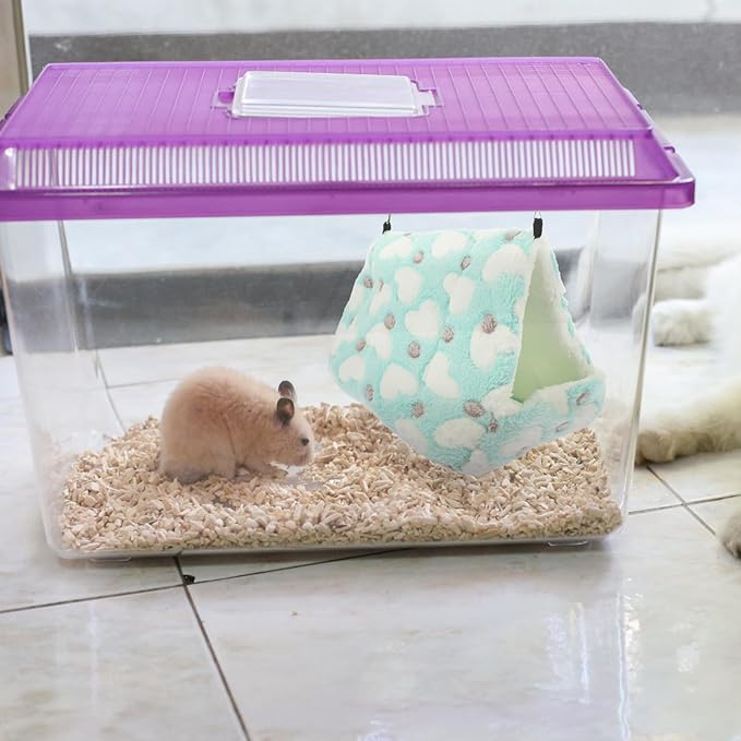 Cabilock Small Animal Warm Cotton Nest Bed, Comfortable Resting Place for Hamsters and Squirrels, 22x21cm Blue Sleeping House for Winter