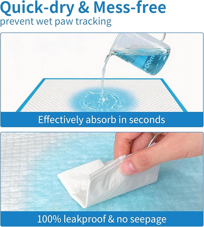 6 Layers Dog Training Pads, Super Absorbent Leak-Proof Puppy Pads, Dog Pee Pads 40 Count 23"x 23", Quick Dry Surface, Perfect for Puppies & Senior Dogs