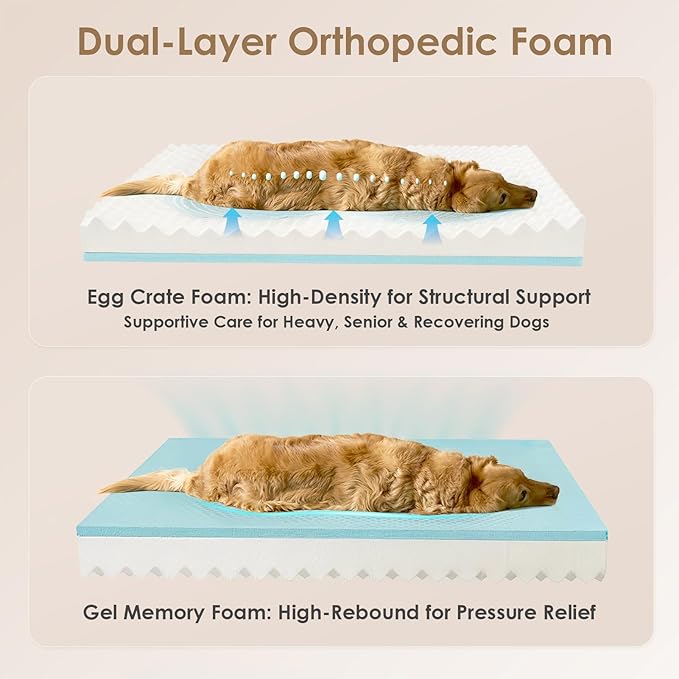 EHEYCIGA Orthopedic Dog Bed for Large Sized Dog, 41x27 Inch Large Memory Foam Dog Couch Bed with Sides, Waterproof Liner & Washable Removable Cover, Bolster Pet Sofa, Navy