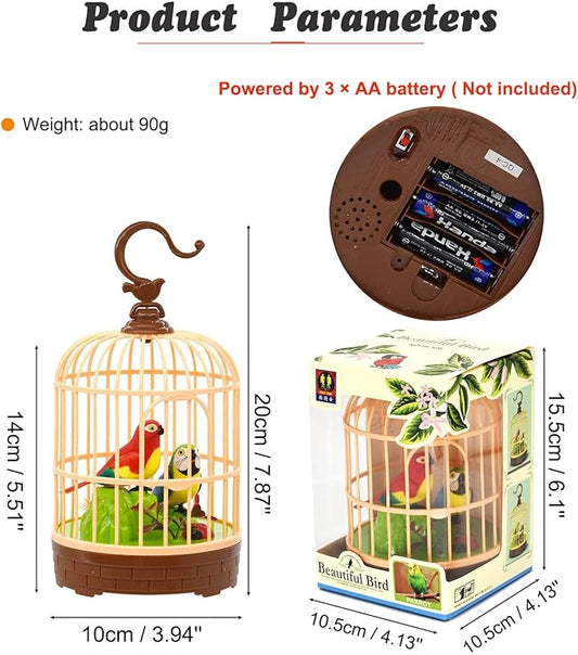 HWD Voice-Activated Induction Birds Birdcage Toy, Talking Chirping Fluttering Parrot Birds Toys Gifts for Baby Toddler Kids Children (A)