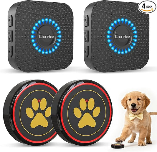 ChunHee Dog Bells for Door, Wireless Dog Doorbell for Potty Training, Dog Bells to Go Outside, Dog Potty Bell with Waterproof Button, 55 Chimes & Adjustable Volume