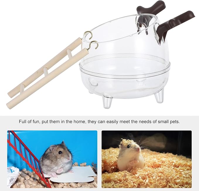 Toyvian Multi-use Hamster Bathroom Toilet Sand Bath Decor Cage Accessory Hideout Ladder Cleaning Easy Pet Care Kit