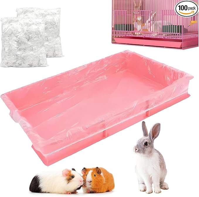 100 Pcs Disposable Cage Liners 35.4' X 23.6'' - Clear, Plastic Toilet Film for Bunny, Hamster, Totoro, Hedgehog, Guinea Pig & Small Animal Habitats