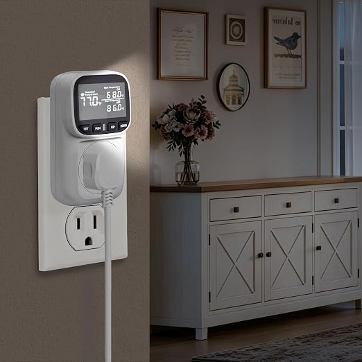 Temperature Controller 15A/1800W, Digital Timer Thermostat Outlet for Greenhouse, Reptile Tank, Heat Mat, Seedlings, Brewing, Aquarium, CyclicTiming/Countdown, VA Display,-40°F~210°F