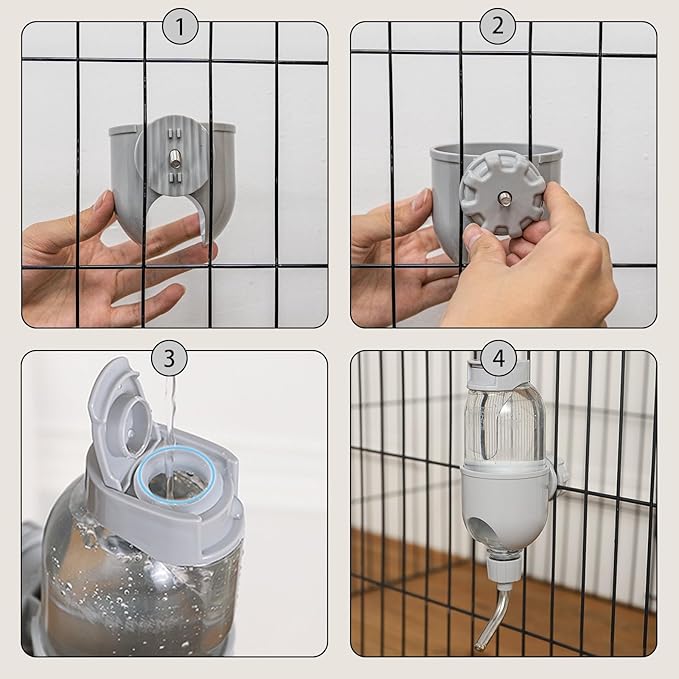 Pet Water Bottle for Cage Crate 26oz Non-Drip Water Dispenser for Small Animal Rabbit Bunny Guinea Pig Chinchilla Ferret Squirrel Hedgehog (Blue, 26oz)