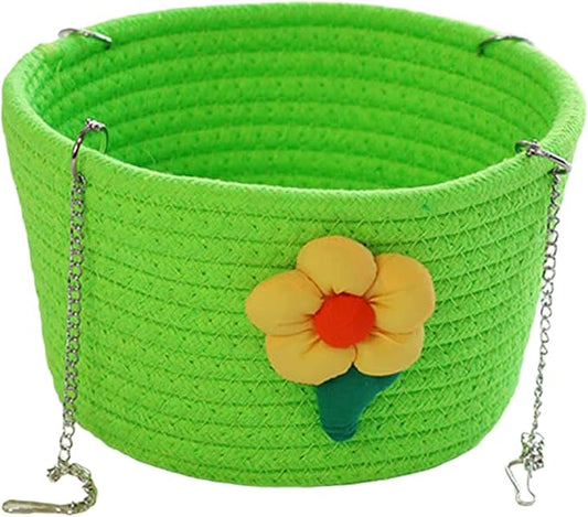 Small Pet Hammock Cage Accessory Multipurpose Rest House with Sturdy Chains Rat Sleeping Nest Hanging Rat Bed Basket for Yard, Green