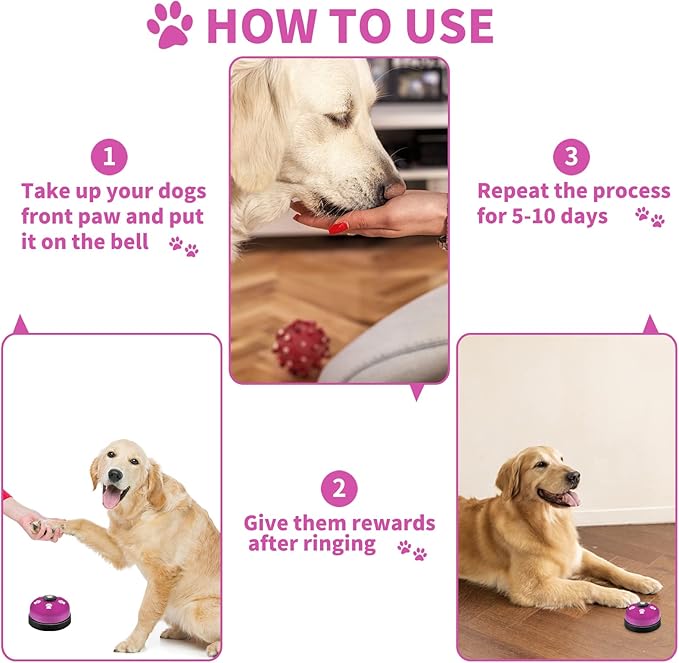 3 Pack Dog Doorbells, Pet Training Bells for Outside Potty Training and Communication, Bell for Dog Cat Puppy Interactive Toys (Purple, 3 Pack)