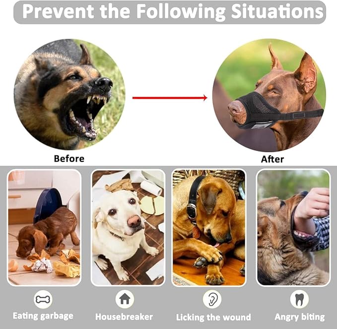 LUCKYPAW Dog Muzzle Anti Biting Barking and Chewing with Comfortable Mesh Soft Fabric and Adjustable Strap, Suitable for Small, Medium and Large Dogs(Orange,XS)
