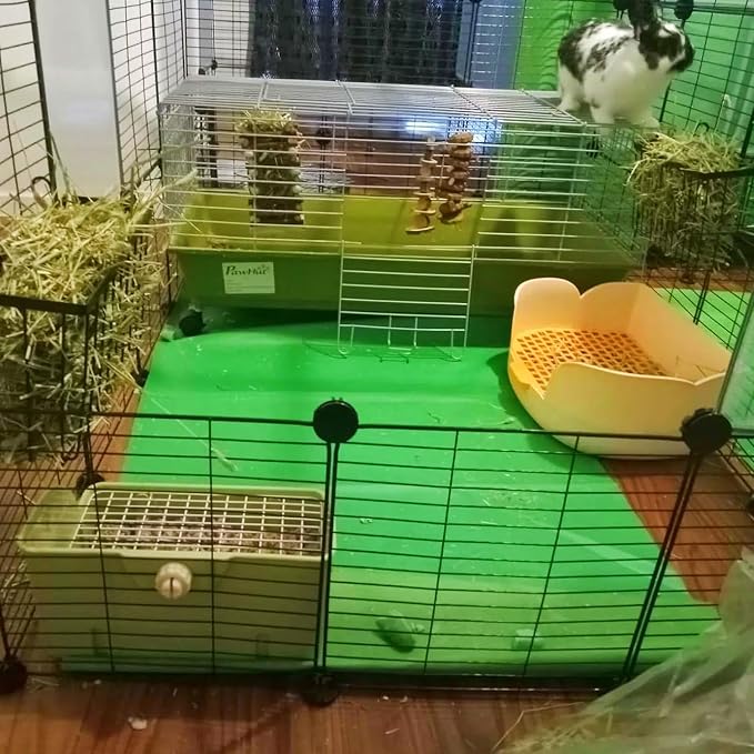 PINVNBY Rabbit Litter Box for Cage,Bunny Potty Box Corner Rabbits Litter Pan Trainer Toilet with Grate for Guinea Pig Hedgehog Chinchilla Ferret(Purple)