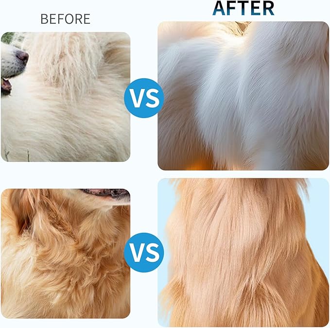 Pjordo Dog Detangler Spray, Natural Dog Leave in Conditioner Spray with Deshedding Brush and Metal Comb, for Grooming and Mat Removal (Lavender)