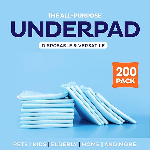 Chucks Pads Disposable [200-Pack] Underpads 23x36 Incontinence Chux Pads Absorbent Fluff Protective Bed Pads, Pee Pads for Babies, Kids, Adults & Elderly | Puppy Pads Large for Training Leak Proof