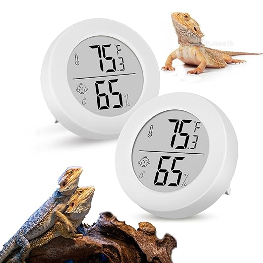 Reptile Tank Accessories, 2 Pack Bearded Dragon Tank Thermometer Humidity Gauge for Leopard Gecko, Jumping Spider, Snake, Gecko, Ball Python, Lizard