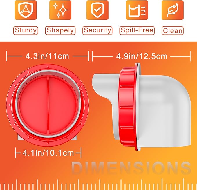 ZenxyHoC Large Chicken Feeders No Waste, DIY Automatic Poultry Feeder 4 Ports 3.74 in Hole Saw with Covers Gravity Feed Kit for Buckets Barrels Bins Troughs