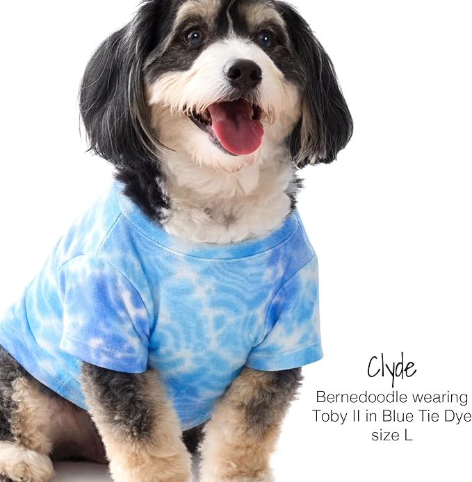 Pet Passion Toby II - The Perfect Tee, 3 Pack Short Sleeve Pet T-Shirt 100% Organic Cotton Tees Clothes for Small, Medium, Large Dogs, Blue Tie Dye, X-Large (55-80 lbs)