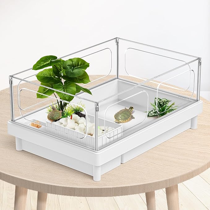 Moonorange Reptile Artificial Plants, Terrarium Plants Decorations Supplies, Aquarium Fish Tank Plant, Amphibian Habitat Hideout Tank Accessories (M Set-2pcs/D)