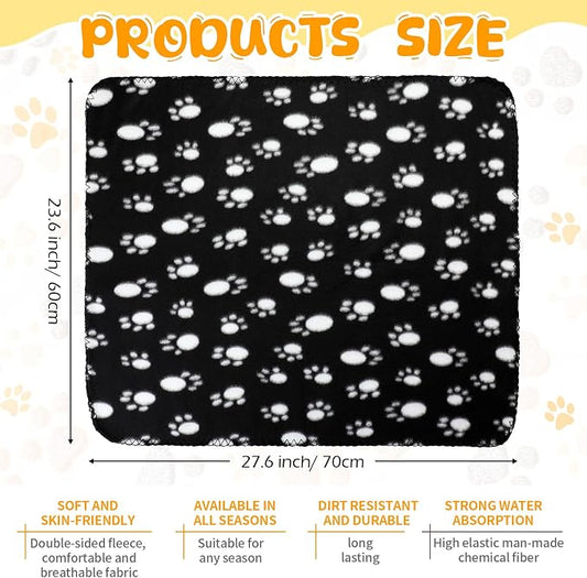 Tatuo 10 Pieces Pet Blankets with Paw Print Dog Cat Fleece Blankets Soft Warm Sleep Mat Pad Bed Cover for Kitten Puppy and Other Small Animals, 24 x 28 Inch(Cool Color)